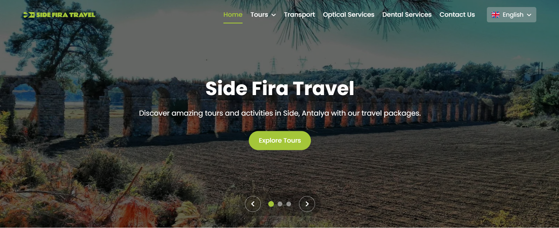 Side Fira Travel web sitesi ekran görüntüsü